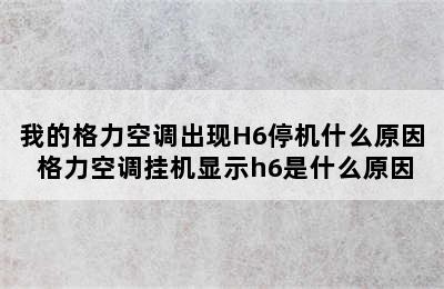 我的格力空调出现H6停机什么原因 格力空调挂机显示h6是什么原因